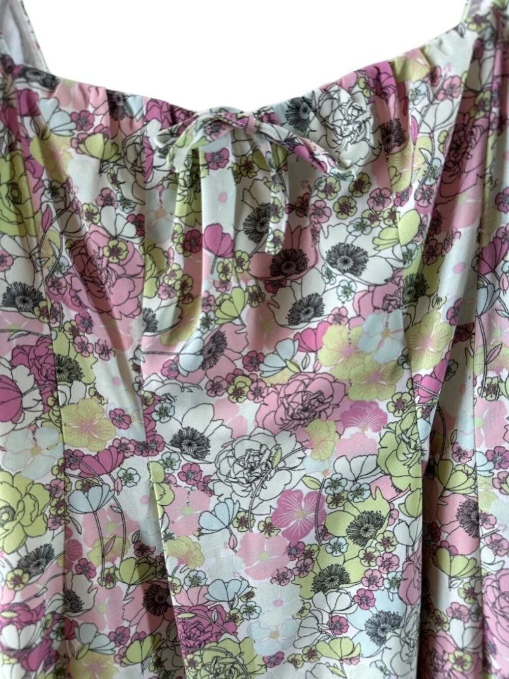BCBGeneration Pastel Floral Milkmaid Cottagecore Dress Puff Sleeve Size 12 - Picture 6 of 9